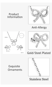 Spécifications détaillées de taille pour l'ensemble collier et boucles d'oreilles papillon