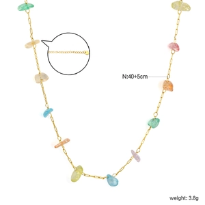 Detail view of 40+5cm adjustable gold stainless steel chain with colorful gravel stones