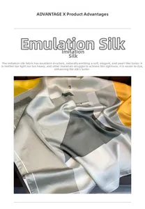 Detailed view of faux silk neck scarf with geometric patterns and satin glossy finish