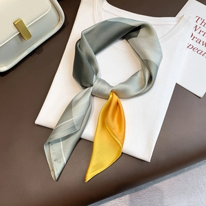 Women Square Scarf Faux Satin Satin Geometric Color Block Neck Kerchief Soft Smooth Elegant Fashion Accessory
