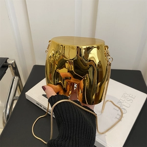Creative Artistic Body Shape Acrylic Crossbody Bag For Women Mirror Finish Metallic Small Chain Shoulder Purse For Lipstick