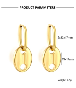 Paramètres de taille détaillés des boucles d'oreilles nez de cochon dorées et créoles