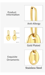Détails des boucles d'oreilles nez de cochon en acier inoxydable doré anti-allergène