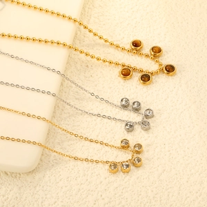 Collana Con Pendente In Acciaio Inossidabile Zircone Tondo E Occhio Di Tigre Gioielli Geometrici Per Donna Regalo Elegante Stile Ins