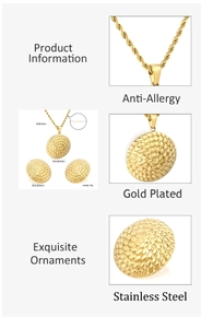 Detail of gold plated stainless steel necklace featuring textured pebble pendant
