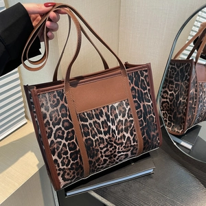 Sac Fourre-Tout À Bandoulière Léopard Pour Femmes Vintage En Cuir PU Grande Capacité Sac Sous L'Aisselle Mode Tendance
