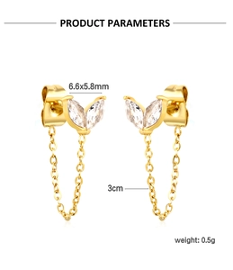 Detailed product parameters of 18K gold stainless steel sprout earrings with dimensions
