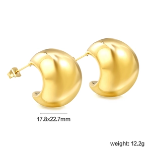 Polished gold thick teardrop earrings in minimalist water drop design for women