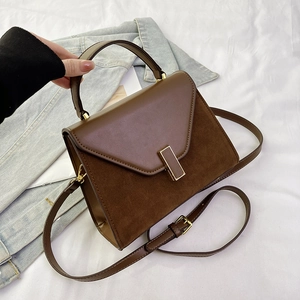 Retro Frosted Stitching Women Handbag PU Leather Small Square Shoulder Crossbody Bag With Metal Lock Elegant Designer Style Bags