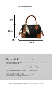 Specifiche dettagliate delle dimensioni per la borsa tote color-block con foulard in seta
