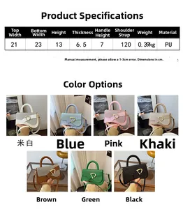 Guide des tailles et dimensions pour sac bandoulière femme en sept couleurs variées
