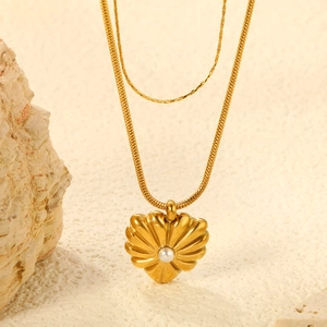 Heart Butterfly Smile Pendant Necklace Stainless Steel Zircon Gold Silver Plated Elegant Fashion Women Jewelry