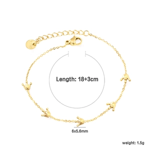Detail of 18k gold plated crown bracelet showing adjustable chain and lobster clasp