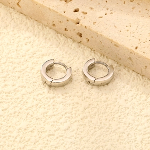 Stainless Steel Huggie Hoop Earrings Minimalist Plain Polished Hinge Clicker Simple Style For Men And Women