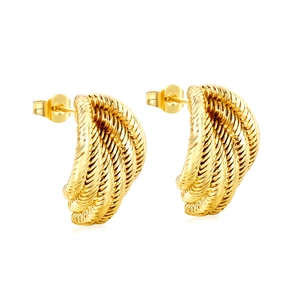 Elegant gold twisted rope hoop earrings with a textured spiral finish and butterfly back