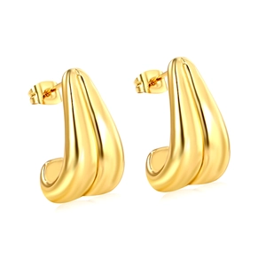 Boucles d'oreilles élégantes en acier inoxydable plaqué or 18K avec finition miroir