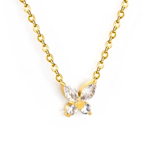 Collana a farfalla placcata in oro 18K con accenti di zirconi marquise e rotondi