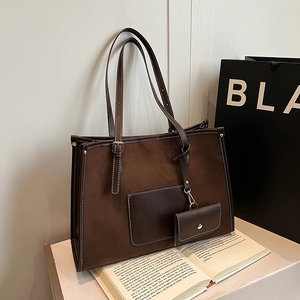 Grand Sac Fourre-tout pour Femme en PU et Daim Synthétique avec Porte-monnaie Sac à Épaule Mode Navette Sac à Main Quotidien
