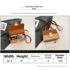 Detailed size chart showing dimensions and interior capacity of this color-block handbag