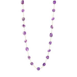 Vintage irregular purple crystal necklace with delicate stainless steel gold chain