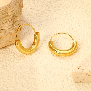 Boucles D'oreilles Créoles Épaisses Minimalistes Pour Femmes En Acier Inoxydable En Forme De U Poli Géométrique