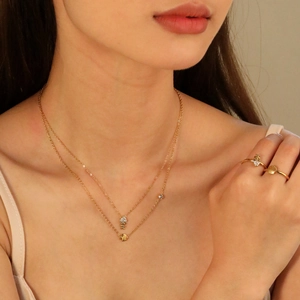 Collier Pendentif Arête De Poisson Tropical En Acier Inoxydable Plaqué Or Zircone Émail Bijoux Fins Pour Femmes