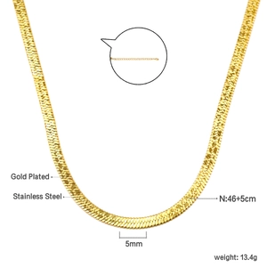 5mm gold plated stainless steel herringbone chain details and length measurements