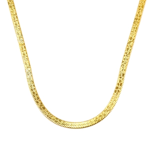 Elegant gold flat herringbone snake chain necklace with a mirror-polished finish