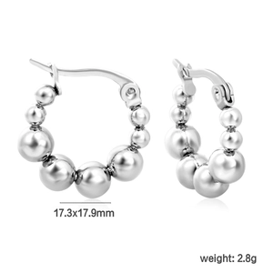 Boucles d'oreilles créoles à perles argentées, bijoux en acier, 17,3x17,9 mm