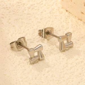 Minimalist geometric hollow square earrings in polished stainless steel for women