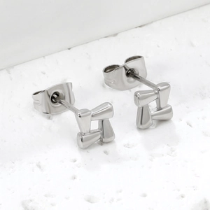 Minimalist geometric hollow square earrings in polished stainless steel for women