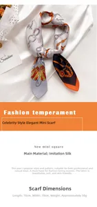 Détail du foulard carré en soie artificielle 70x70cm avec imprimé chaîne élégant