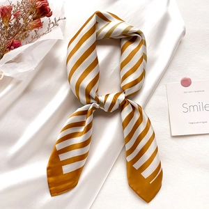Women's Faux Satin Square Scarf Satin Elegant Neck Scarf Striped Professional Decorative Kerchief Hair Wrap Retro Style