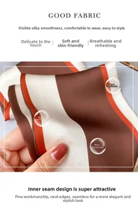 Detail eines Seidenschal mit braun-orangen Streifen und ordentlicher Innennahtverarbeitung