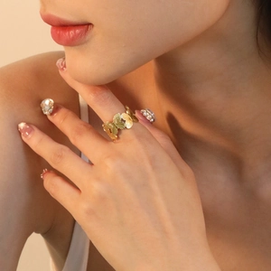 Butterfly Hollow Out Stainless Steel Ring For Women Gold Plated Adjustable Asymmetric Open Band Fashion Jewelry