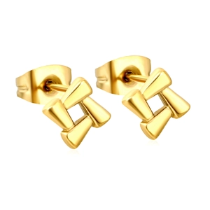 Minimalist geometric hollow square gold plated stainless steel stud earrings for women
