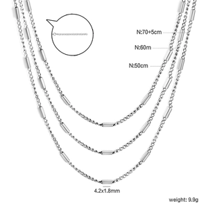 Details der Edelstahlkette mit Zylinderperlen in den Längen 50 cm, 60 cm und 75 cm