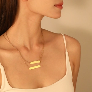 Minimalistische Edelstahl Rechteck Stabanhänger Halskette Für Damen Herren Gold Silber Galvanisiert Hip Hop Schmuck Verstellbar