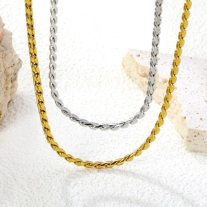 Minimalist gold and silver woven rope chain necklaces in a high-polish finish