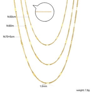 Minimalist gold chain necklace set in 50cm, 60cm, and 75cm lengths with 1.5mm width