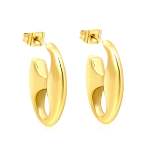 Boucles d'oreilles minimalistes en acier inoxydable plaqué or 18 carats avec fini poli