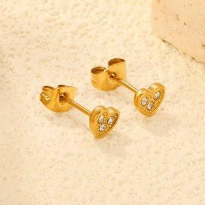 Herz Ohrstecker Edelstahl Zirkonia Inlay Minimalistisch Elegant Mode Schmuck Geschenk Für Damen