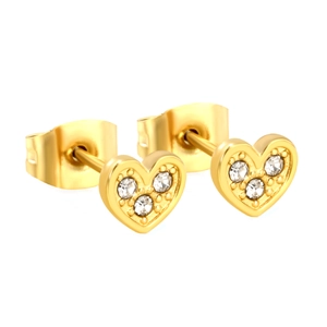 Elegante goldene Herzohrstecker mit funkelnden Kristallen und Schmetterlingsverschluss
