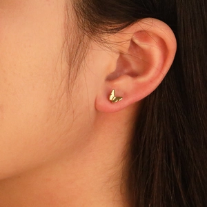 Butterfly Stud Earrings Stainless Steel Gold Plated Minimalist Small Animal Jewelry For Women