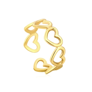 Minimalistischer Ring aus 18K vergoldetem Edelstahl mit hohlen herzförmigen Gliedern