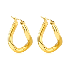 Boucles d'oreilles gouttes torsadées dorées avec une finition métal liquide polie