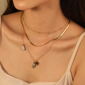 Collana Multistrato Placcata Oro Acciaio Inossidabile Catena A Serpente Strass Ciondolo Conchiglia Stella Marina Gioielli Per Donna