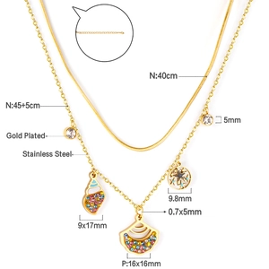 Collana a strati in acciaio inossidabile dorato con ciondoli conchiglia e stella marina