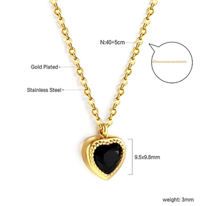 Detail of gold heart pendant with black stone and 40+5cm adjustable chain size chart