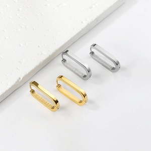 Minimalist Stainless Steel Geometric Hoop Earrings For Women Gold Silver Plated Oval Star Heart Octagon Shape Fashion Jewelry